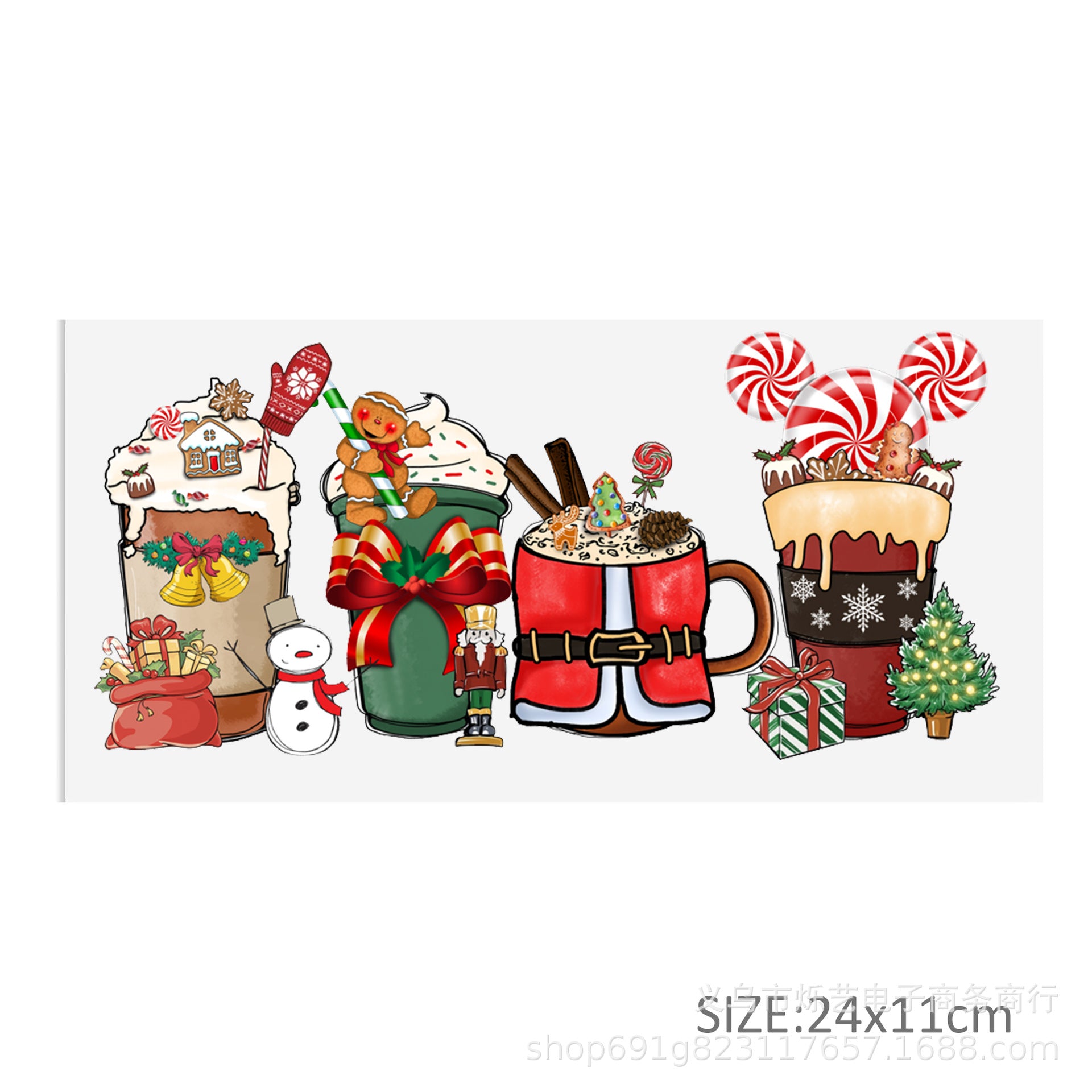 Wholesale Christmas series of ice cream cartoons   16oz Cup UV DTF Wraps