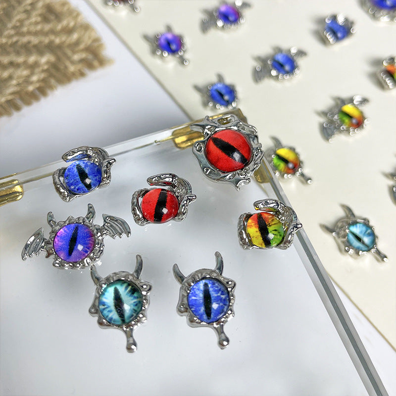 Wholesale Dark Cyberpunk Devil Eye Nail Art Decor In Alloy Metal Trendy Chic Nail Accessory For Everyday And Resale