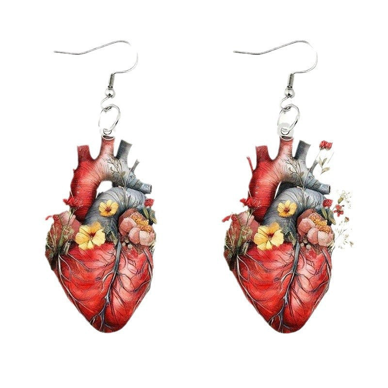 Wholesale Fashion Personalized Flowers Heart Acrylic Women's Earrings-Valentine's Day, Birthday and other perfect gifts