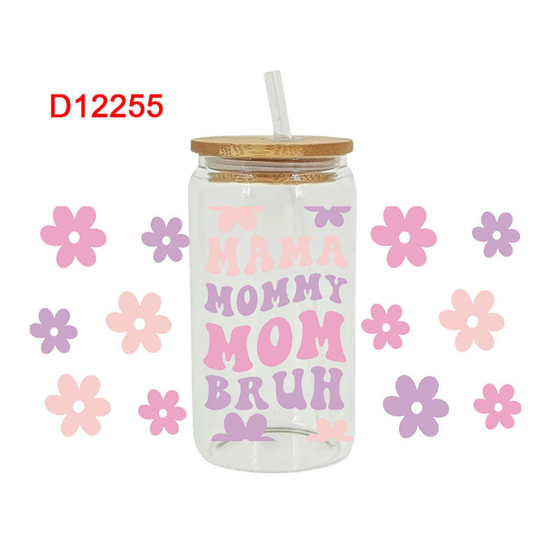 Wholesale Love Pattern Mother's Day 16oz Cup UV DTF Wraps