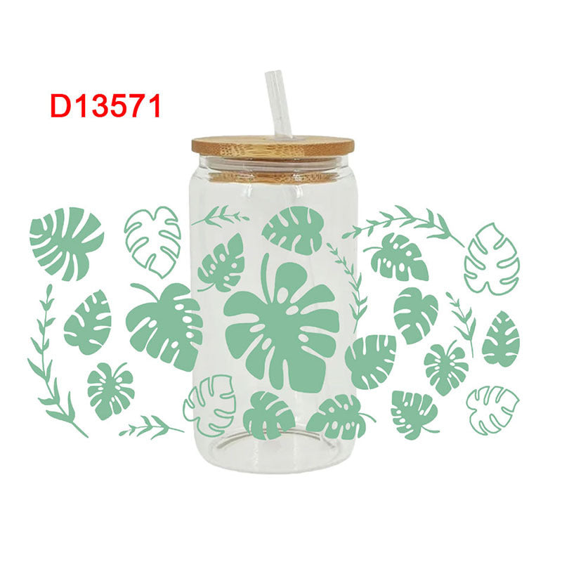 Wholesale Colorful beautiful flowers 16oz Cup UV DTF Wrap