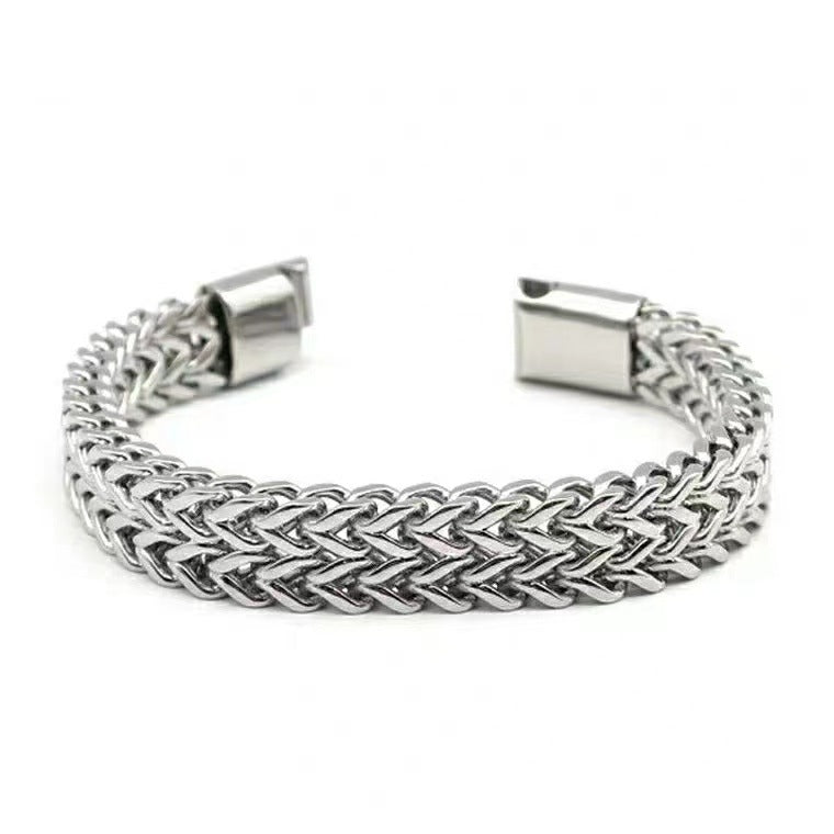 Wholesale Titanium steel bracelet double row square chain magnet clasp bracelet