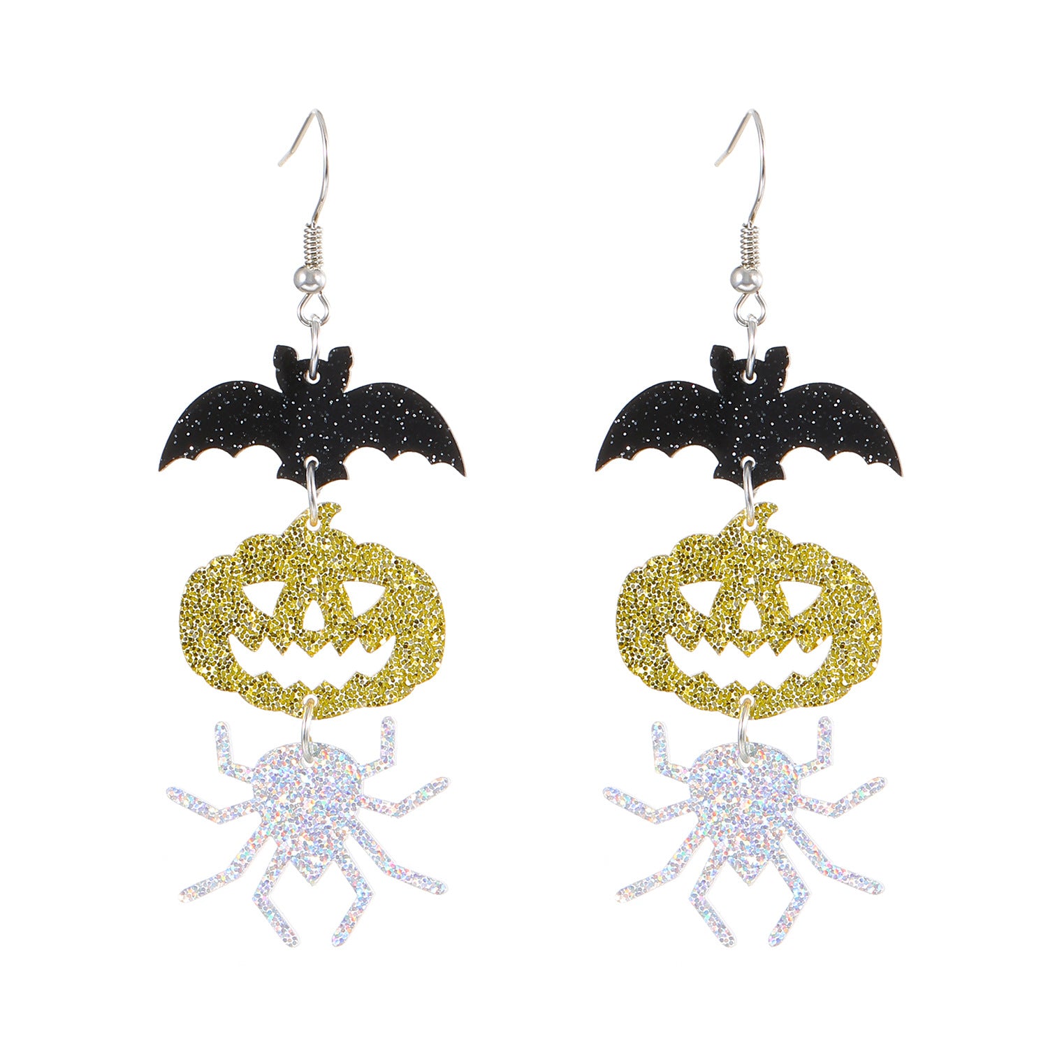 Wholesale Acrylic Gothic Dark Pumpkin Bat Skull Earrings