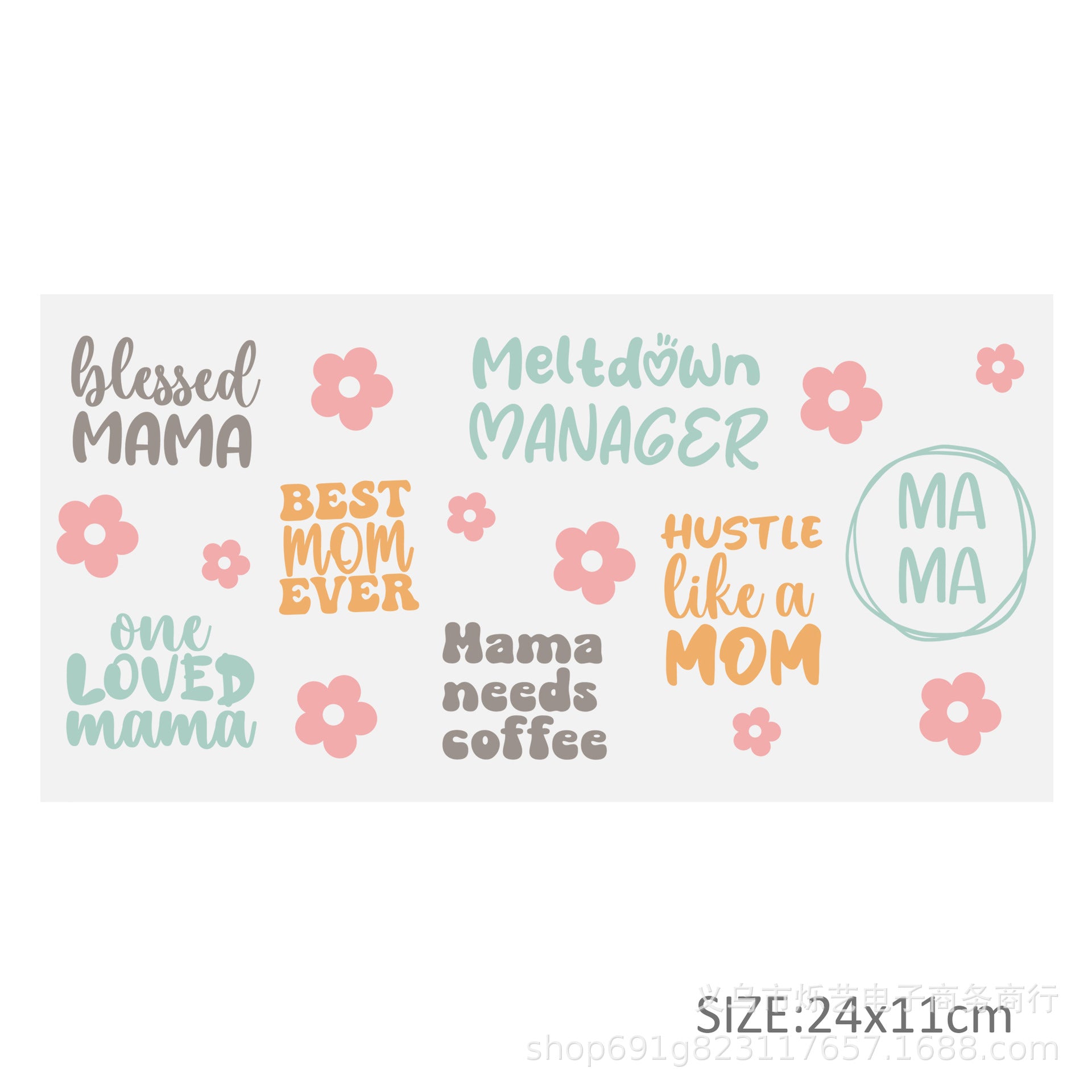 Wholesale 5pcs Mother's Day Flower Series Transparent UV DTF Transfer Crystal Cup Sticker wraps