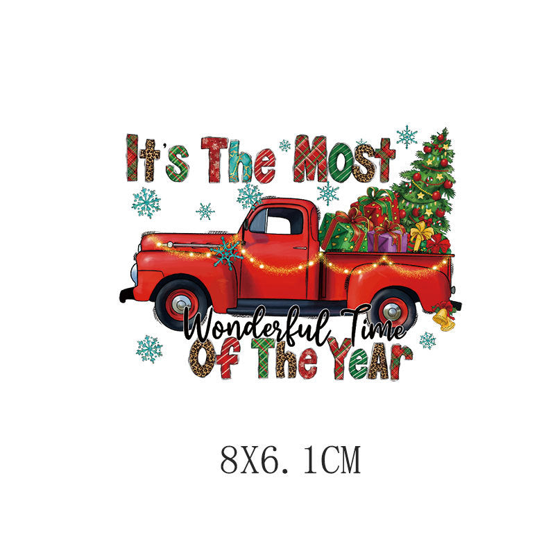 Wholesale 5pcs/pack Cartoon Car Christmas Hot Stamping Sticker UV DTF Ready to Press Transfers Wraps