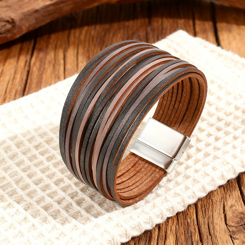 Wholesale Color-blocked embossed  Layered Bracelet Set