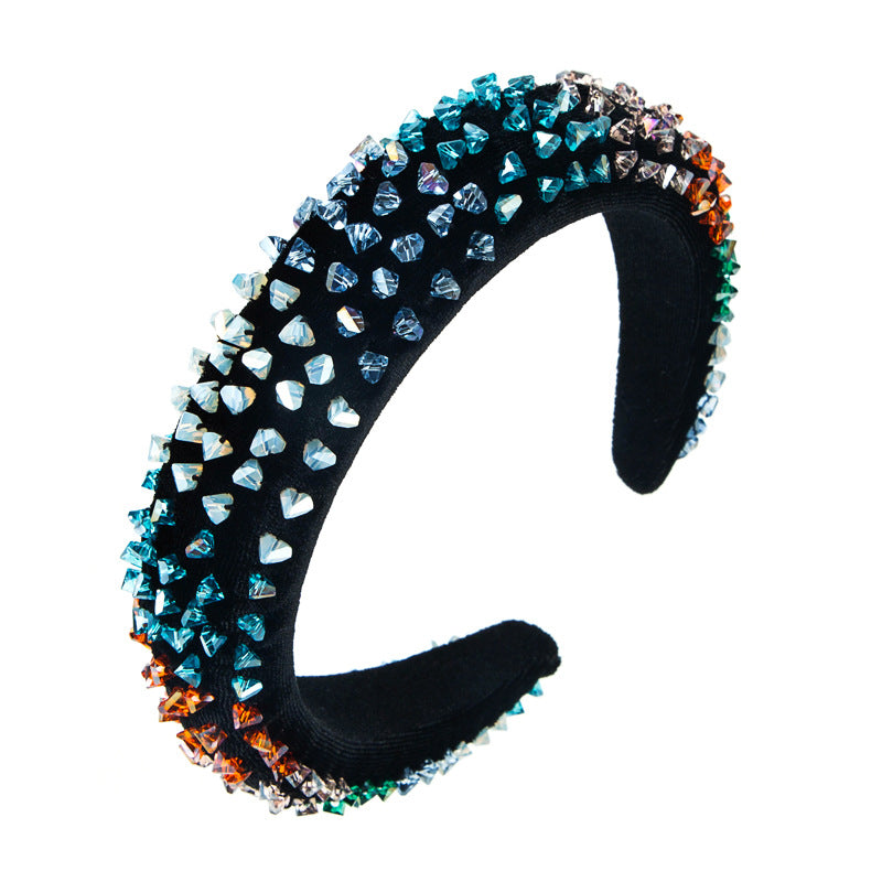 Wholesale Baroque Shaped Colored Crystal Thin Sponge Headband Hair Accessories