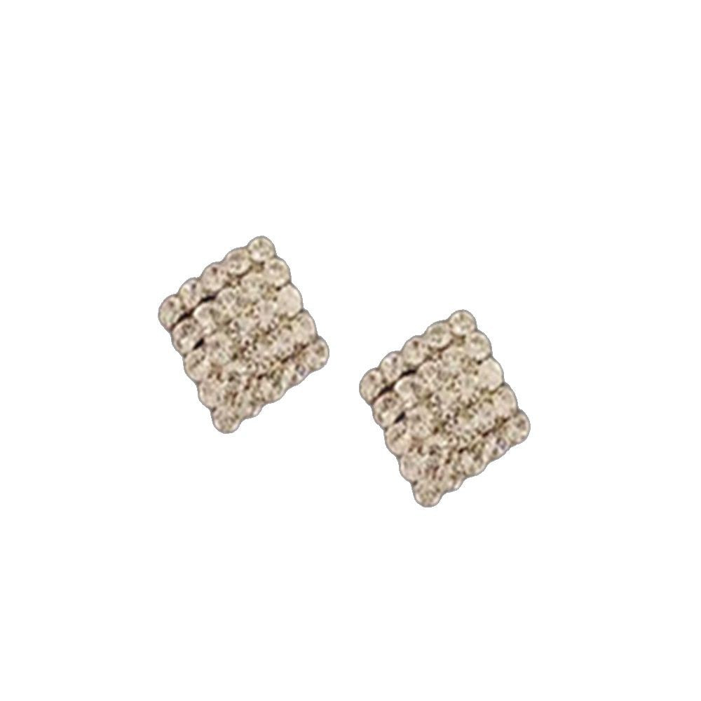 Wholesale Diamond studded geometric square Ear Studs