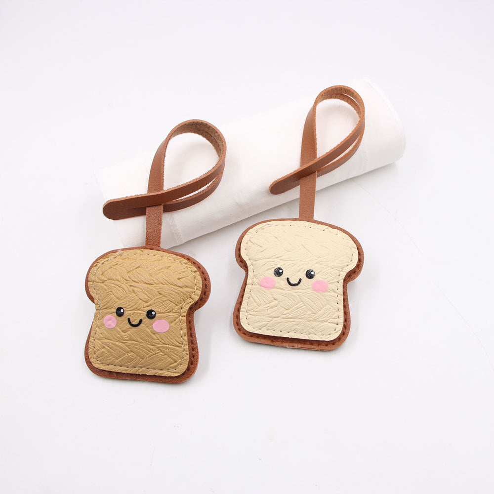 Wholesale Artificial Leather Cute Toast Expression Bag Charm Car Key Pendant Trendy Everyday Gift