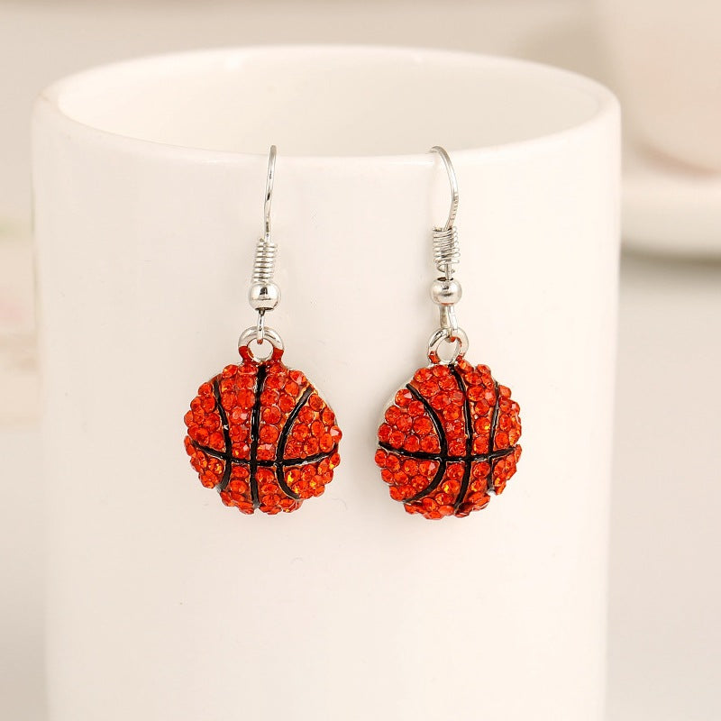 Wholesale Fashion Classic Rhinestone Baseball Basketball Football Pendant Earrings