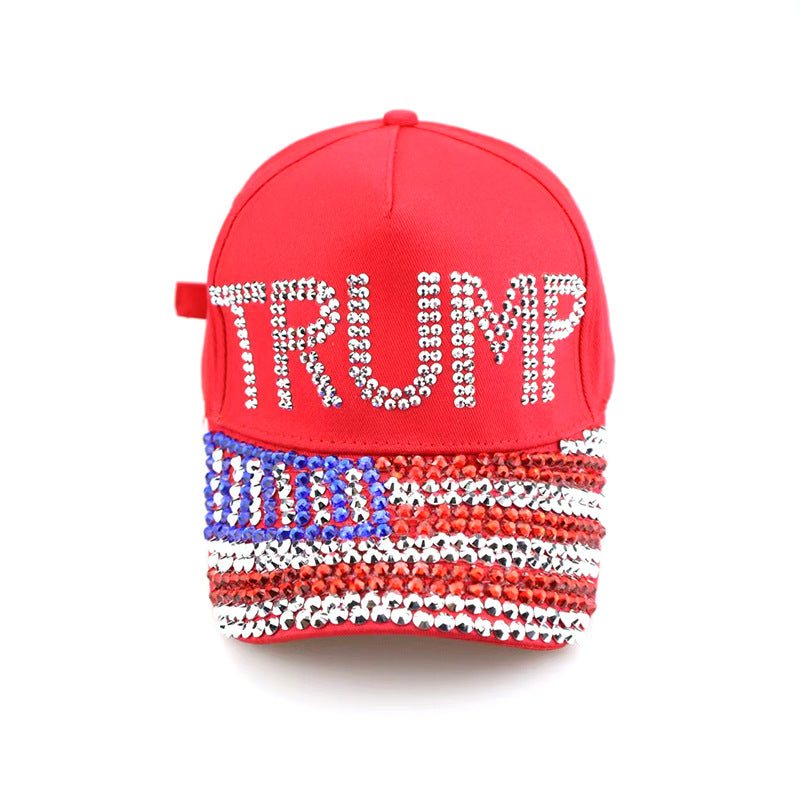 Wholesale New Baseball Cap Flag Denim Diamond-encrusted Election Event Cap Sunshade Sunscreen Cap Tide Cap