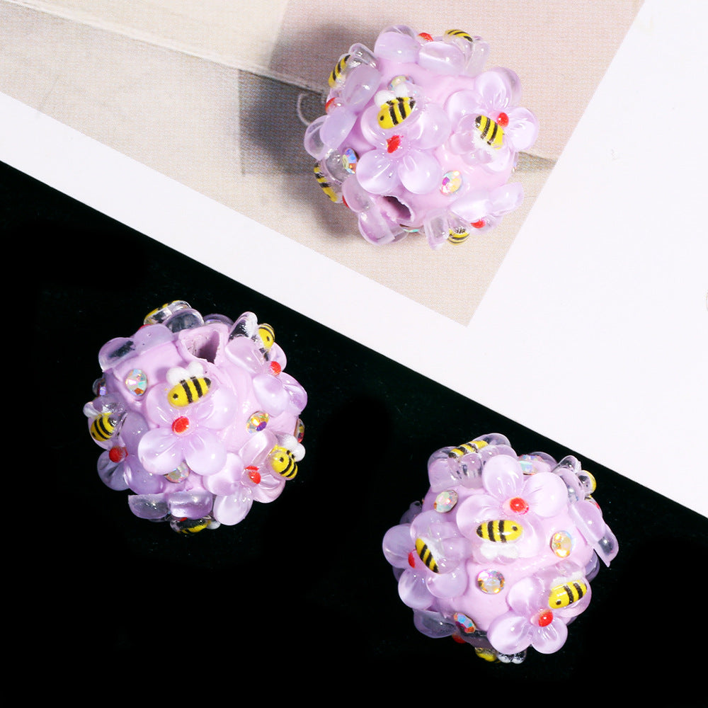 Wholesale 10pcs Polymer clay bee straight hole loose beads beaded DIY accessories