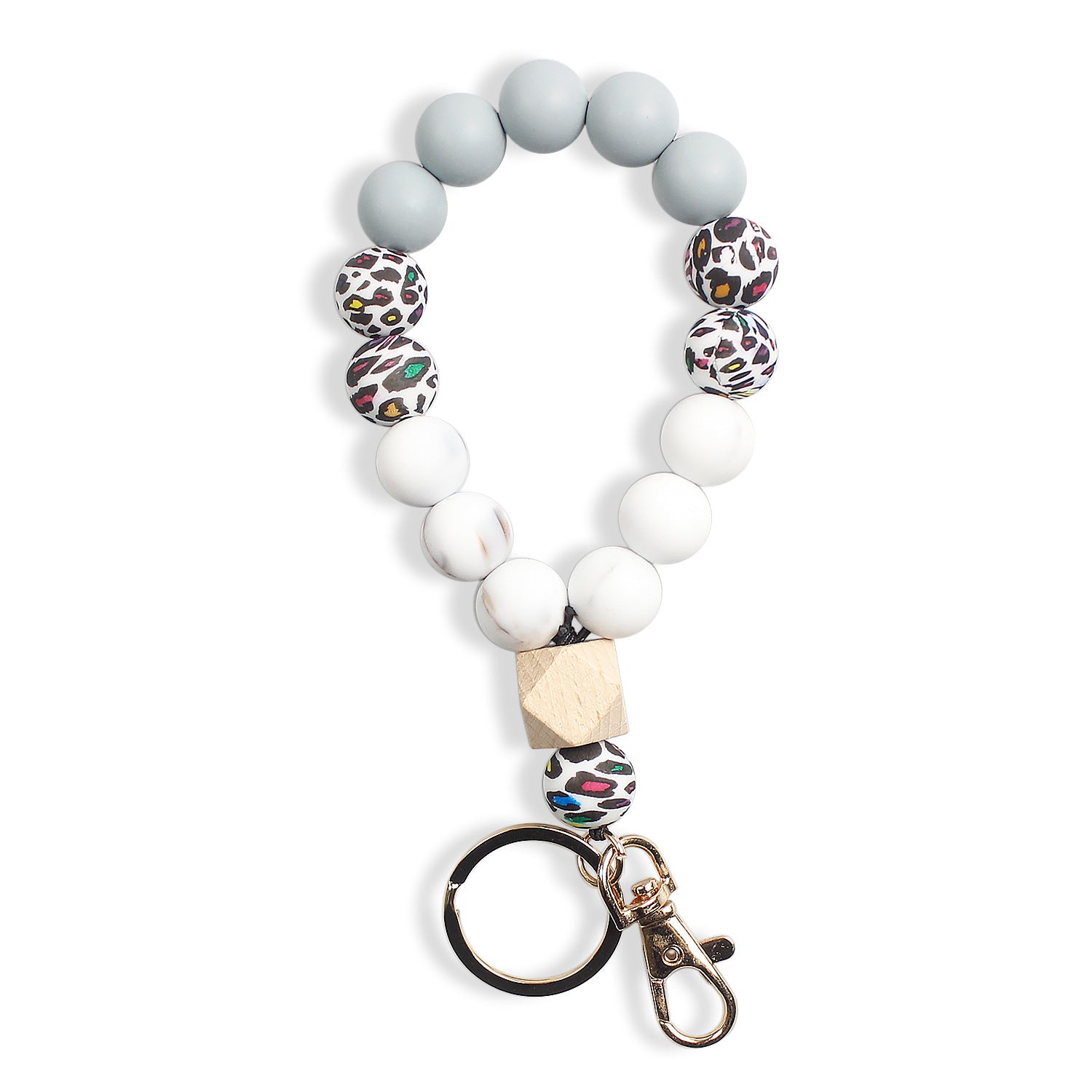 Wholesale Colorful Silicone Leopard Bracelet Keychain