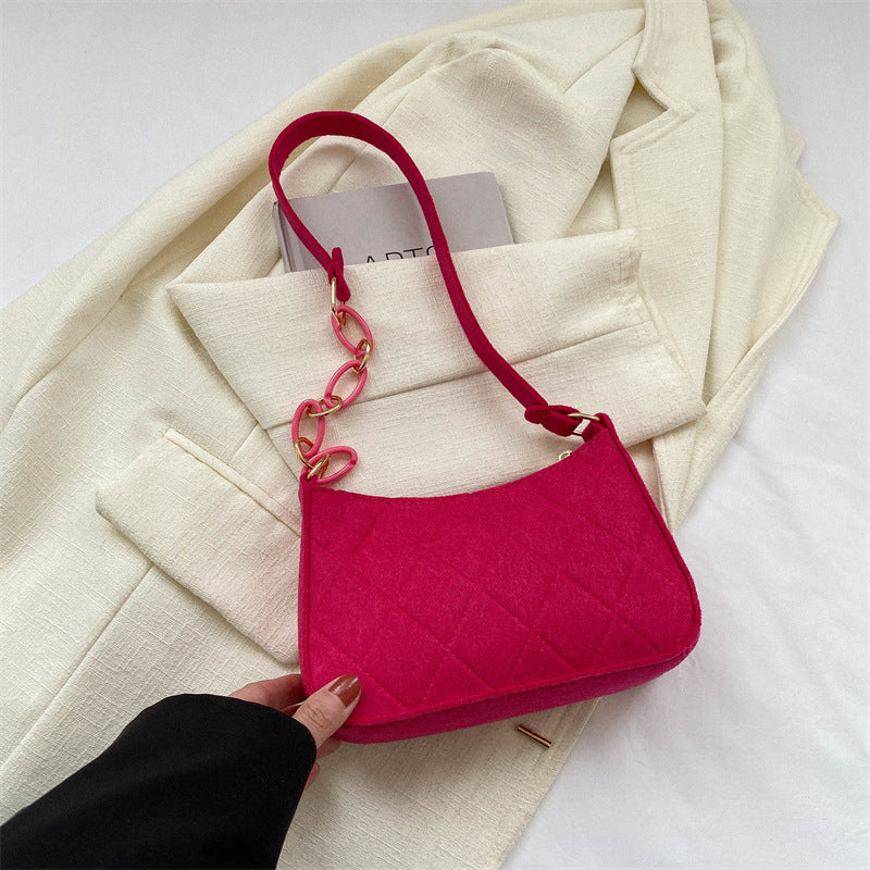 Wholesale Chain Shoulder Handbag Felt Underarm Bag