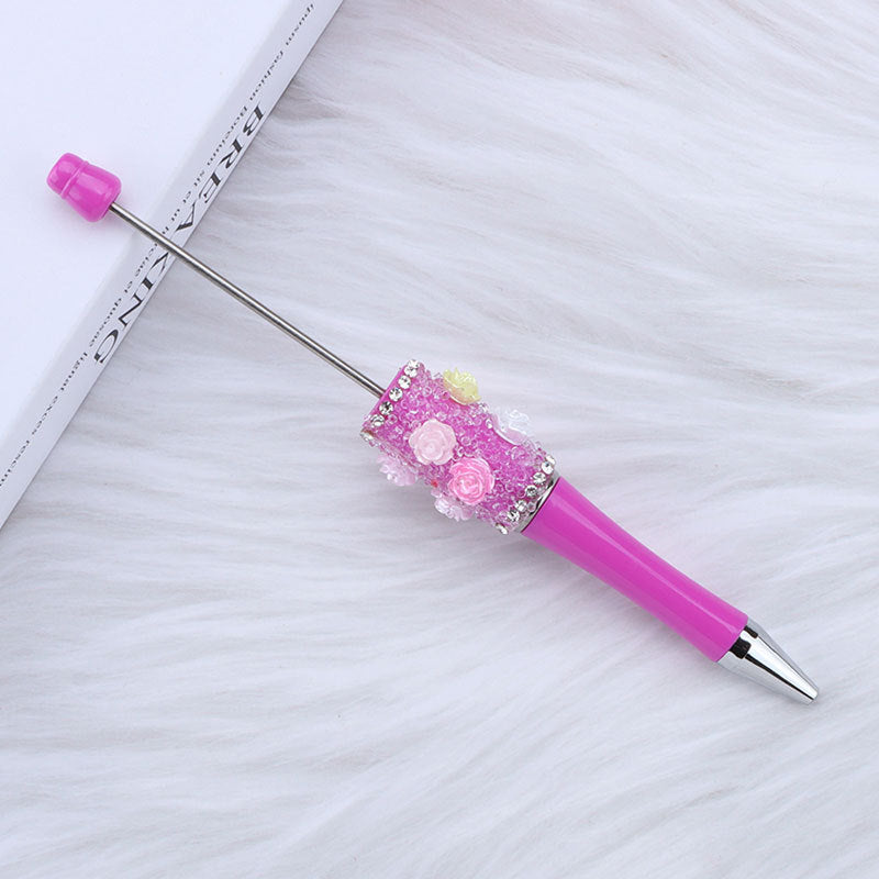 Wholesale 50pcs DIY Rose Flower Sugar Diamond Small Flower Embellishment Creative Beaded Round Bead Cute Pen