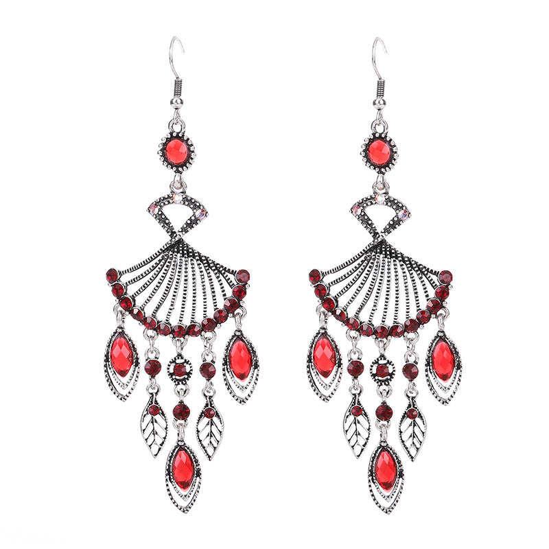 Wholesale Exaggerated Fan-Shaped Vintage Diamond Earrings