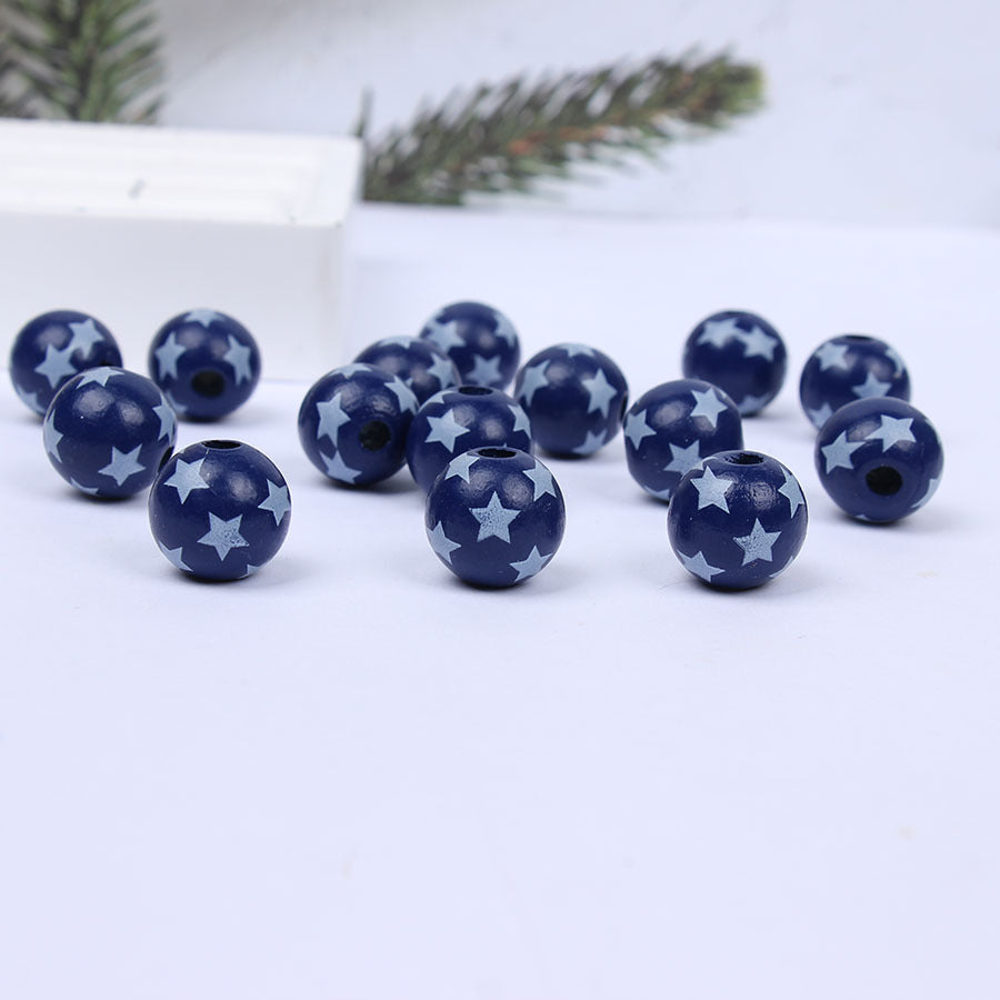 Wholesale 10pcs Independence Day Stripes Colorful DIY Wooden Beads