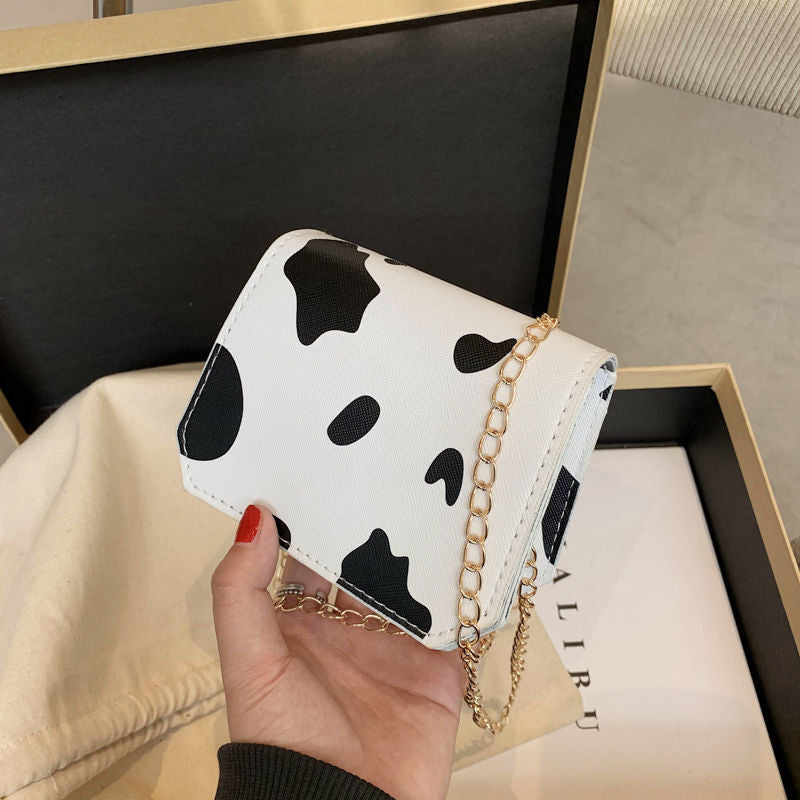 Wholesale PU Cow Pattern Bag Mini Bag One Shoulder Messenger Chain Bag