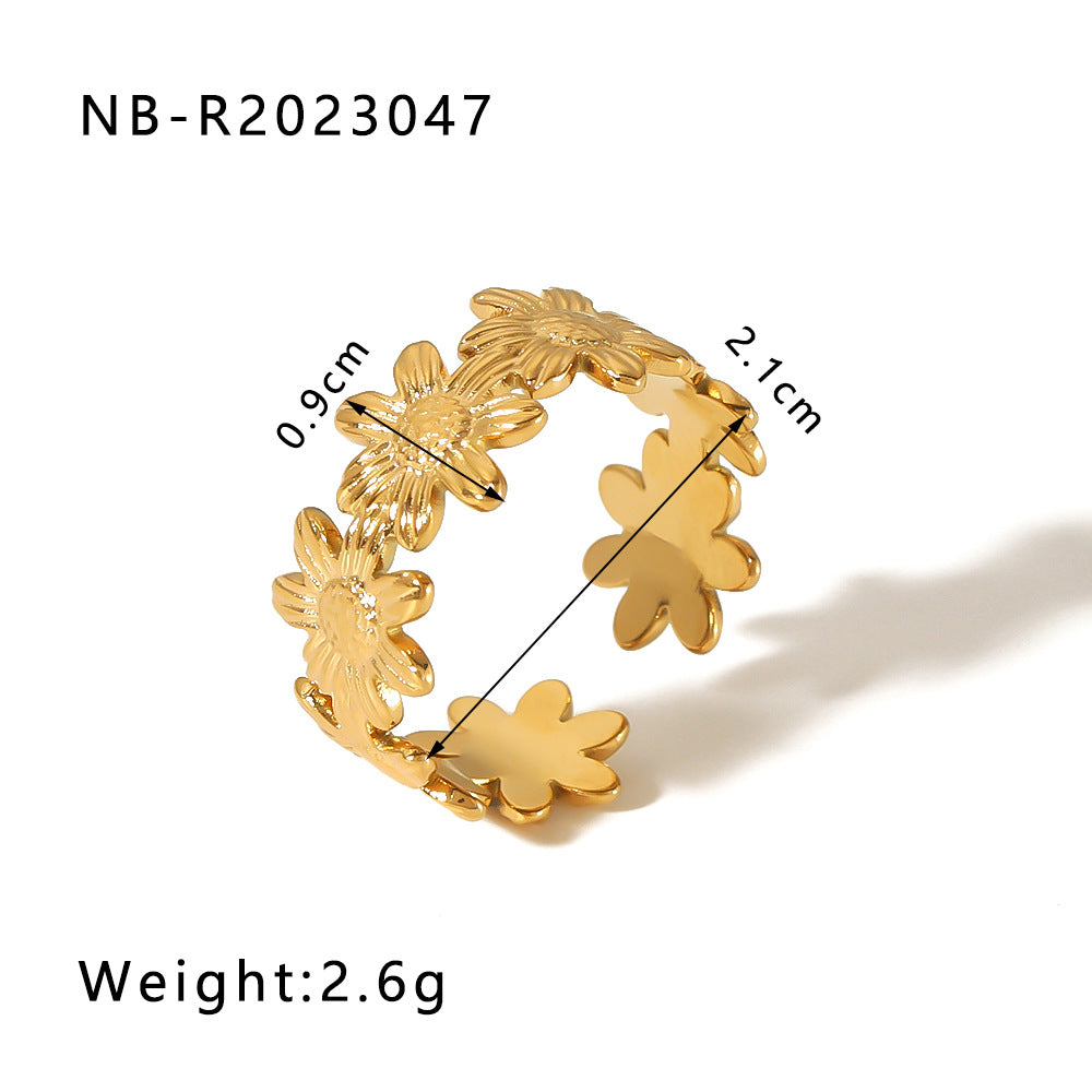 Wholesale commuter stainless steel open ring heart-shaped geometric titanium steel ring fashion simple  Personality ring female