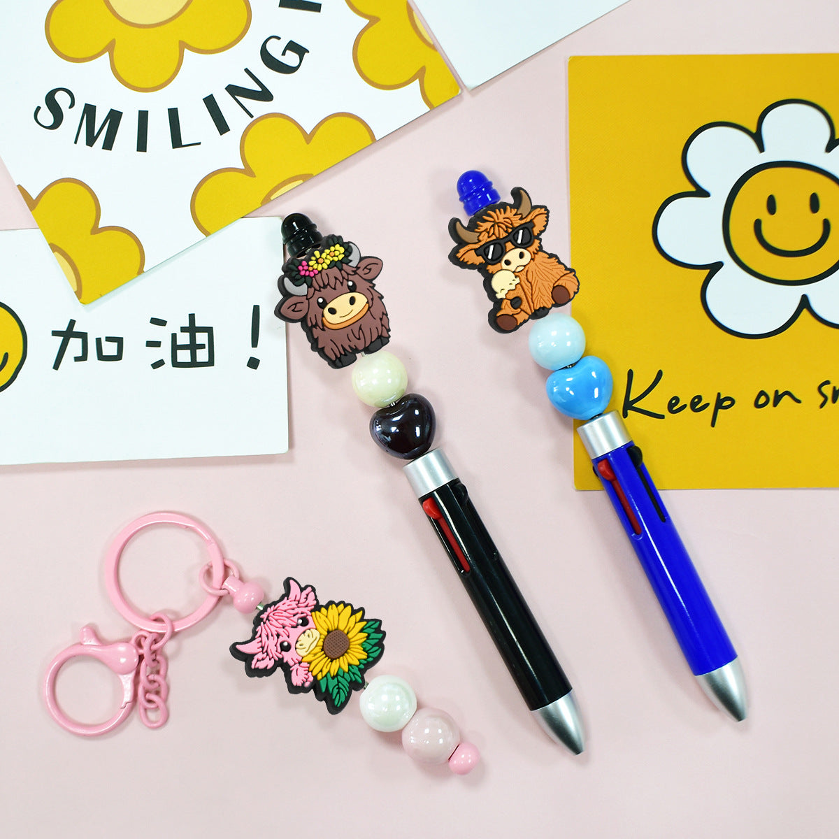 Wholesale  Random 100pcs Cartoon Highland Cattle Series Beads