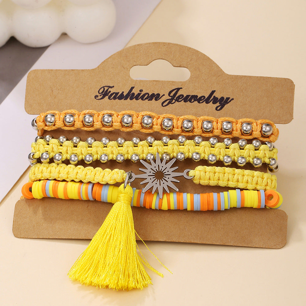 Wholesale Fashion Soft Clay Set Good Friends Multi-layer Rice Bead Braided Temperament Bracelet