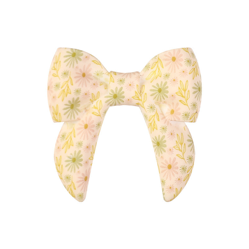 Wholesale  20pcs Bow Print 3D Silicone Bow Focal Beads Beaded Jewelry