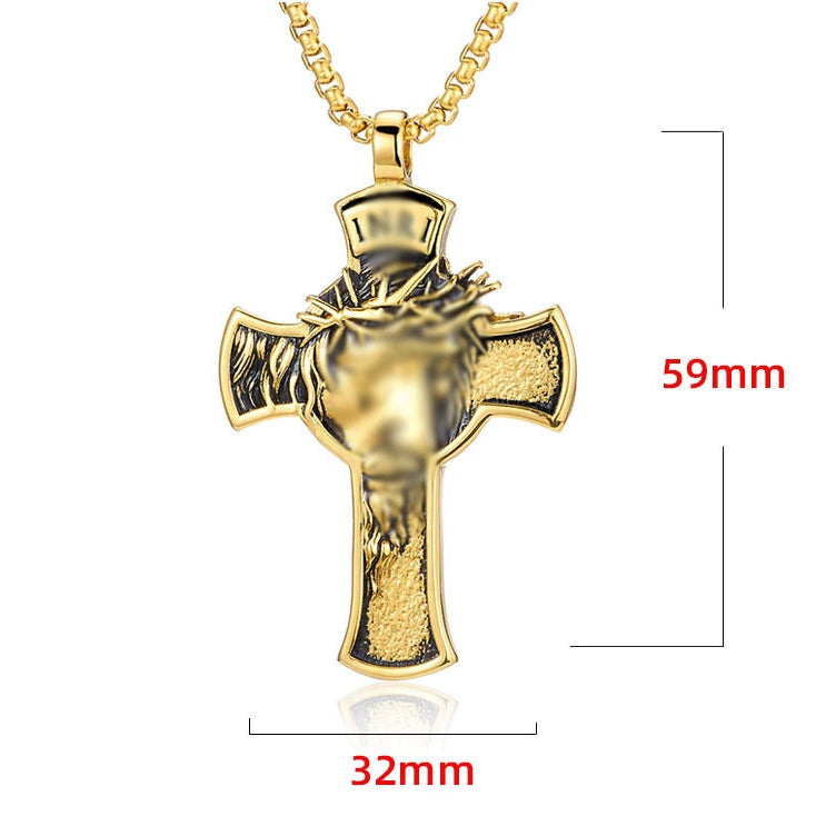 Wholesale Titanium Steel Retro Cross Pendant Necklace