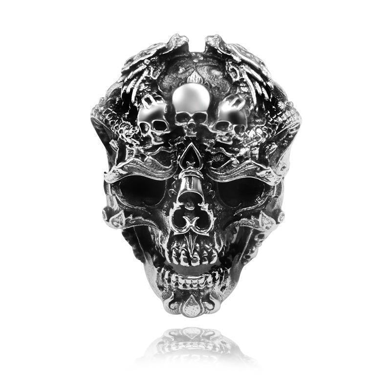 Wholesale Retro exaggerated skull men's open adjustment ring