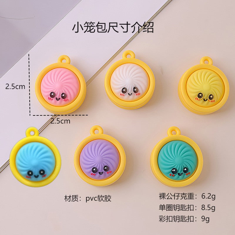 Wholesale  Soup Dumpling Keychain PVC Cartoon Bag Charm For Purses Car Keys