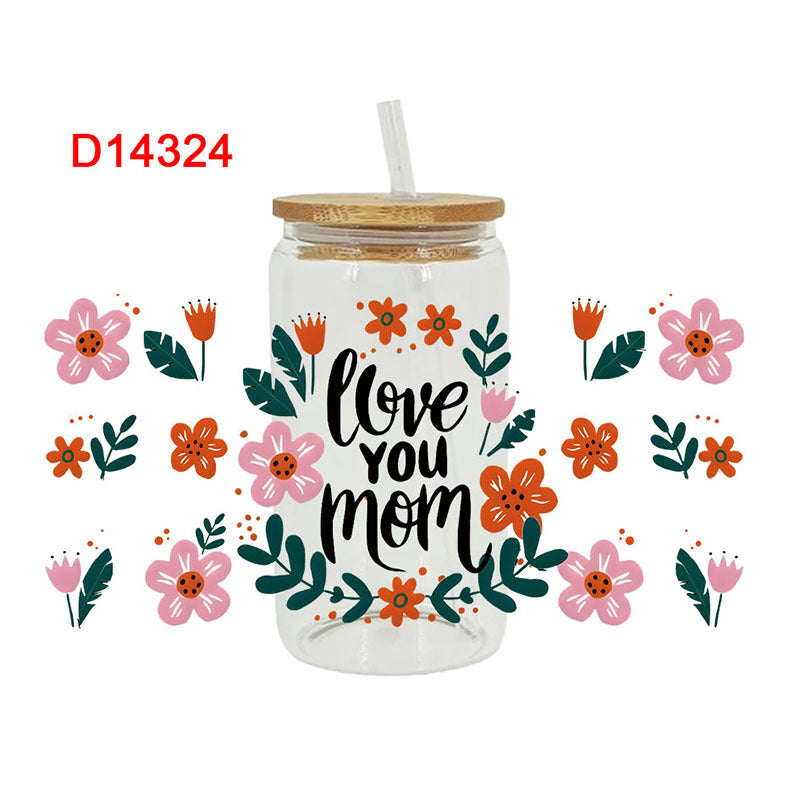 Wholesale Cartoon Cute Mother' s Day Family Theme 16oz Cup UV DTF Wraps