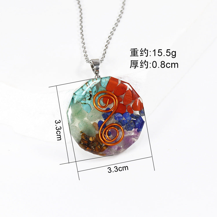Wholesale 10pcs Natural Color Stone Specimen Geometric Shape Epoxy Lucky Necklace