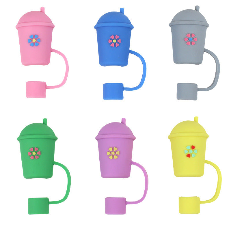 Wholesale 20pcs/pack PVC Milk Tea Straw Cap Printed Dustproof Personalized Straw Stopper