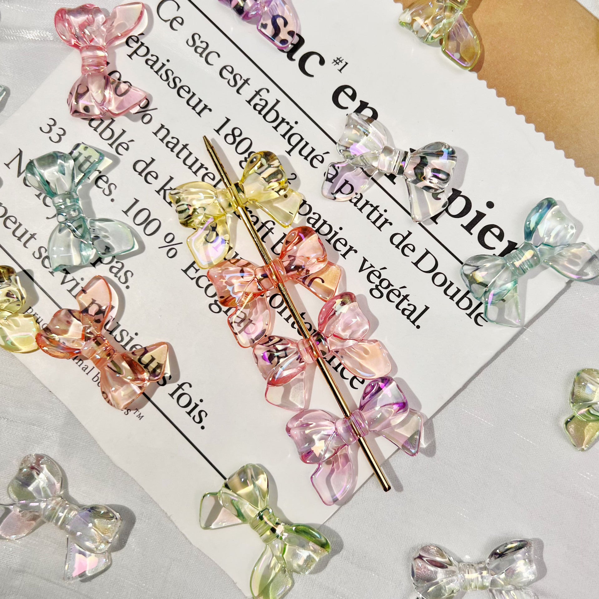 Wholesale 10pcs Bow Plastic Beads Hair Accessories Mobile Phone Beads