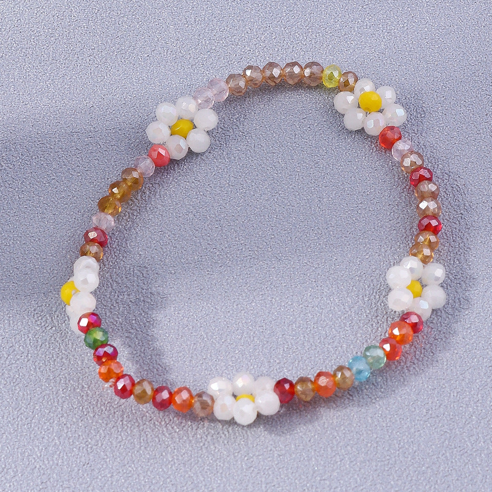 Wholesale Rice Beads Colorful Daisy Small Flowers Resin Bracelet