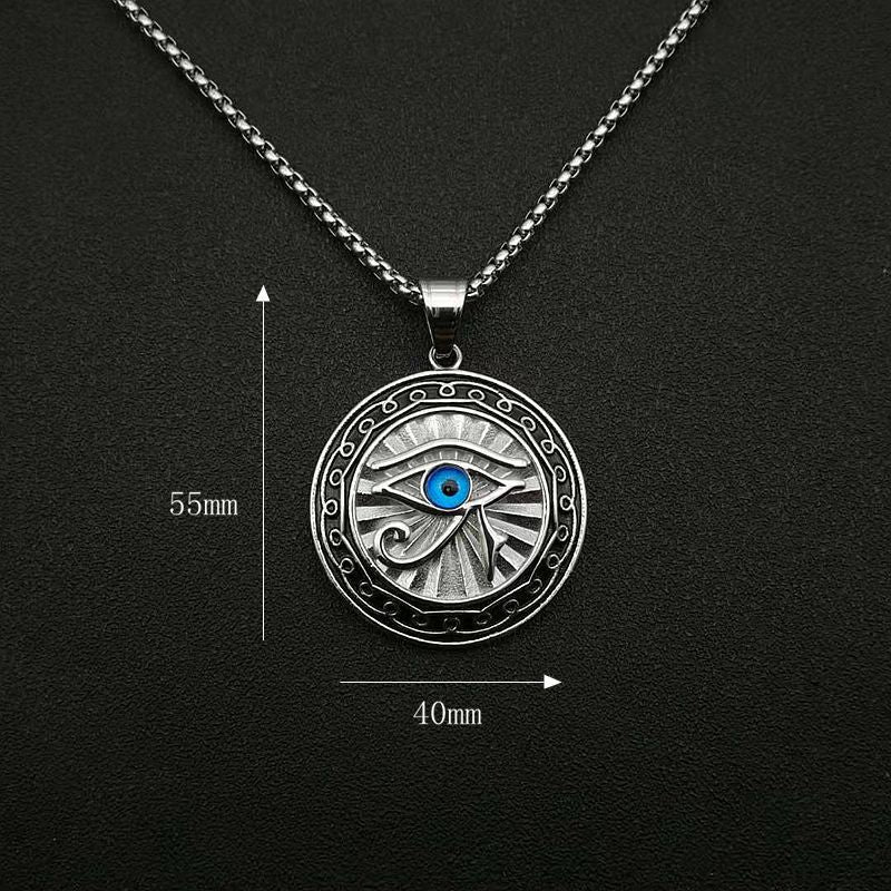 Wholesale New Alloy Gold Plated Blue Eyes Round Plate Pendant Necklace