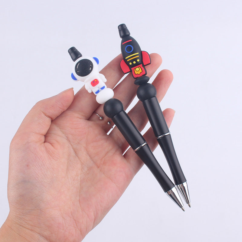 Wholesale Handmade Bead Pen Cartoon Rocket Astronaut Silicone Ballpoint Pen