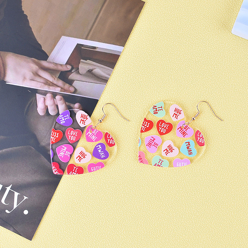 Wholesale Valentine's Day Love Letter Love Heart-shaped Red and Pink Earrings