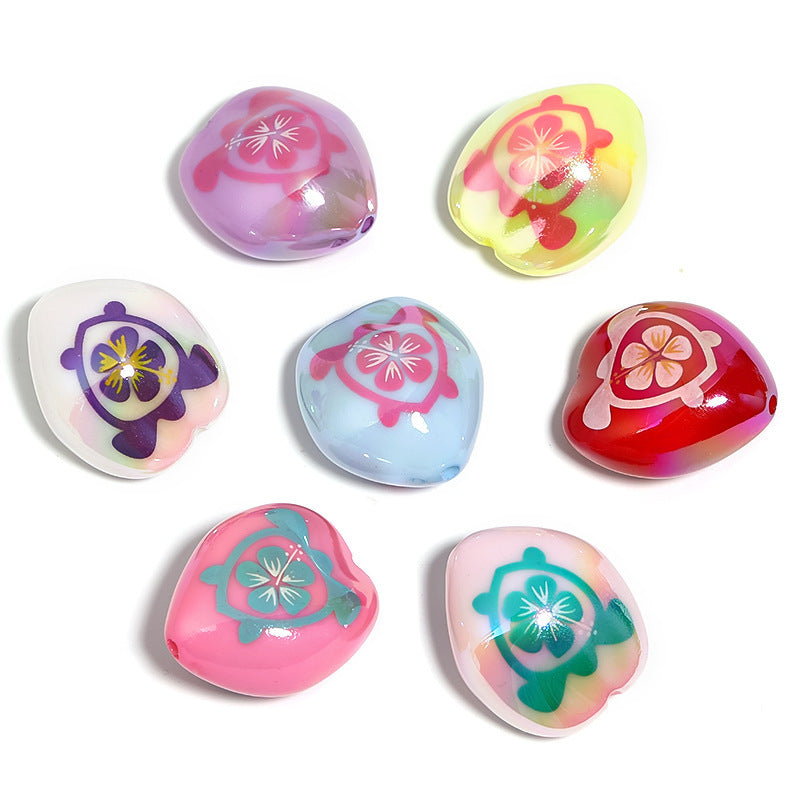 Wholesale 20pcs   Cartoon Cherry Blossom Turtle Acrylic Beads