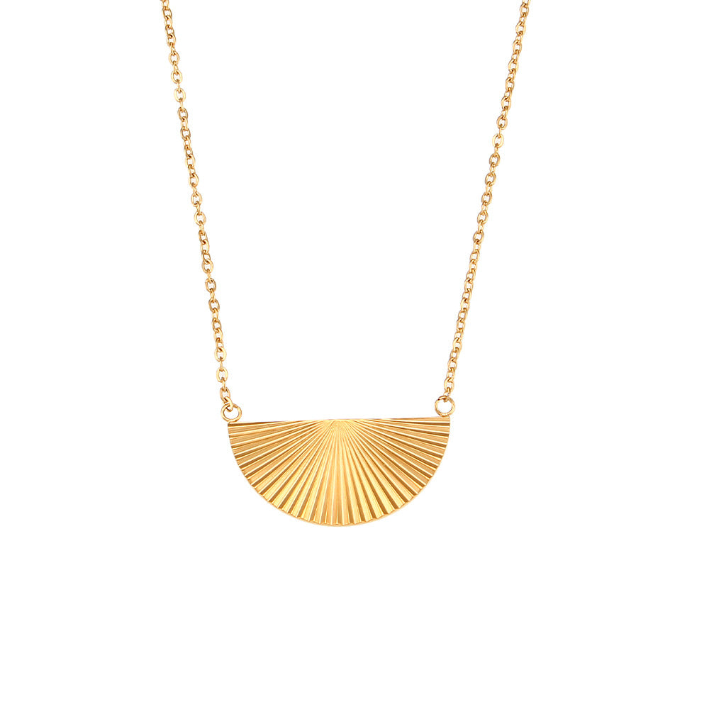 Wholesale Striped geometric pendant Stainless Steel Necklace