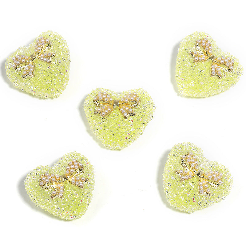 Wholesale 5pcs Industry Heart Soft Sugar Bow Beads