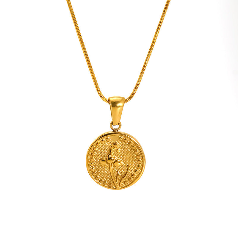 Wholesale Rose Flower Pendant Necklace Simple Titanium Steel Sunflower Necklace