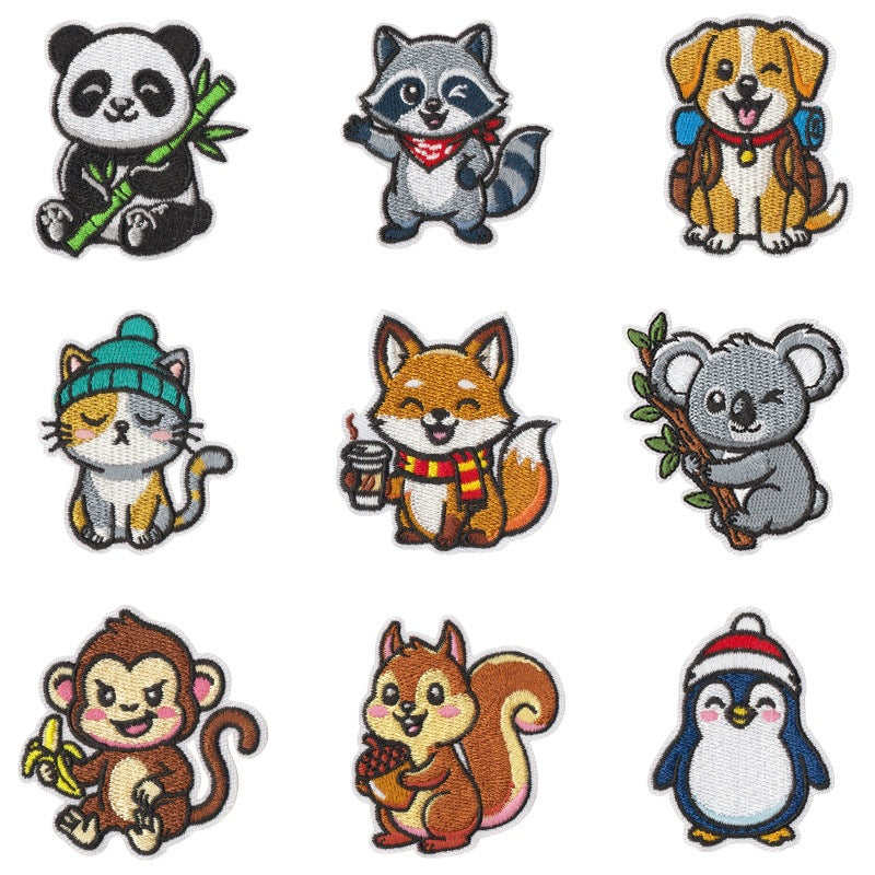 Wholesale Cute Forest Animal Embroidery Patches Set Of 9 Iron On DIY Decorative Accent For Kids Clothing Repair Backpack Hat Decor