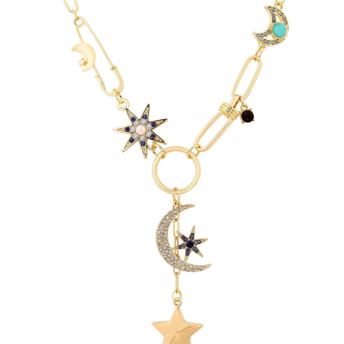 Wholesale 12pcs/pack Punk style hip-hop fashion star and moon necklace