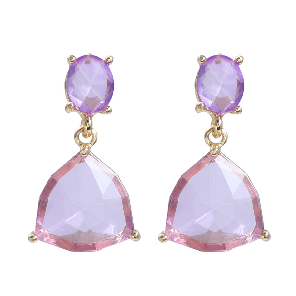 Wholesale Colored Diamond Triangle Fashion Earrings