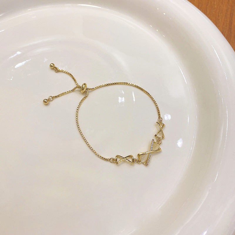 Wholesale Titanium Steel Bow Cat's Eye Vintage Bracelet