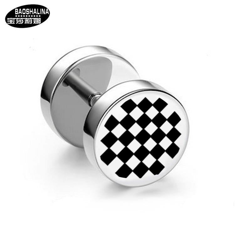 Wholesale Titanium Steel Barbell Fashion Dumbbell Black Street Earrings