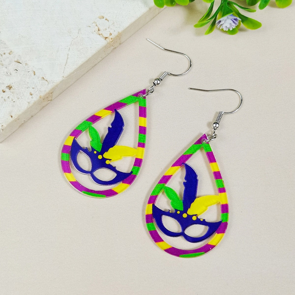 Wholesale St. Patrick's Day Carnival Party Clown Hat Masked Girl High Heels Earrings