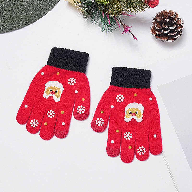 Wholesale Christmas Autumn and Winter Warm Knitted Brushed Inner Touch Screen Gloves