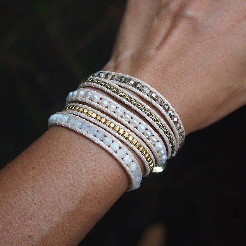 Wholesale Multi-layer Freshwater Pearl Wrap Crystal Bracelet