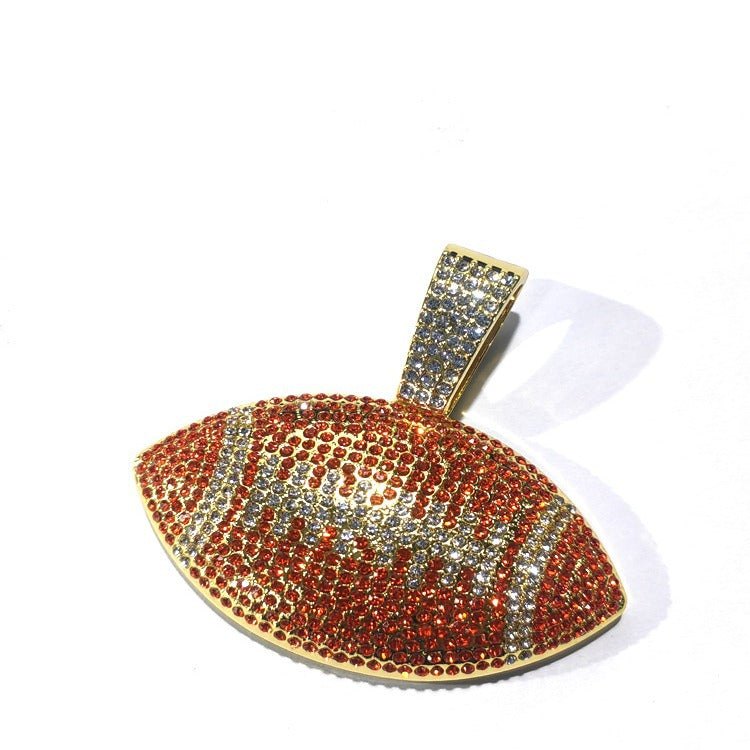 Wholesale Color Diamond Rugby Pendant Fashion Color Alloy Necklace